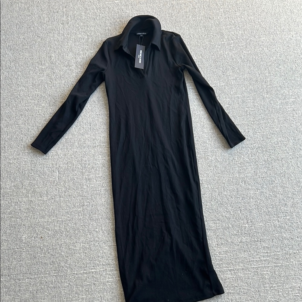 Veronica Beard Black Long Sleeve Polo Collar Sheath Dress